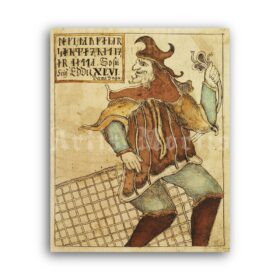 Printable Loki trickster-god, norse pagan mythology illustration print - vintage print poster