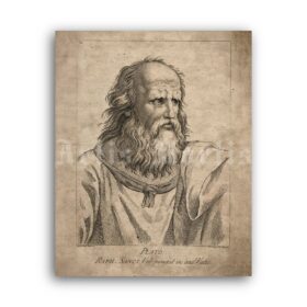 Printable Plato philosopher portrait, ancient Greek philosophy poster - vintage print poster