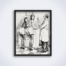 Printable At the doctor's office - vintage erotica art by Roger Benson - vintage print poster