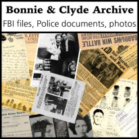 Printable Bonnie and Clyde, Barrow Gang PDF Archive FBI, police files - vintage print poster