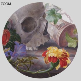 Printable Flowers and skulls medieval painting by Herman Henstenburgh - vintage print poster