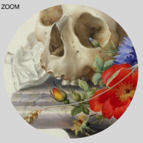 Printable Skull and flowers antique painting by Herman Henstenburgh - vintage print poster